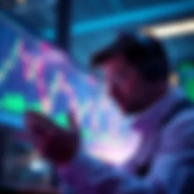 Trader analyzing candlestick charts