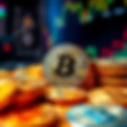 Digital representation of cryptocurrency coins