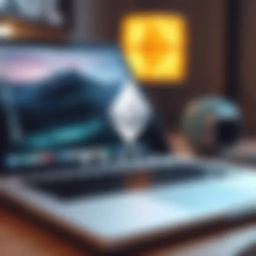 Ethereum logo with MacBook