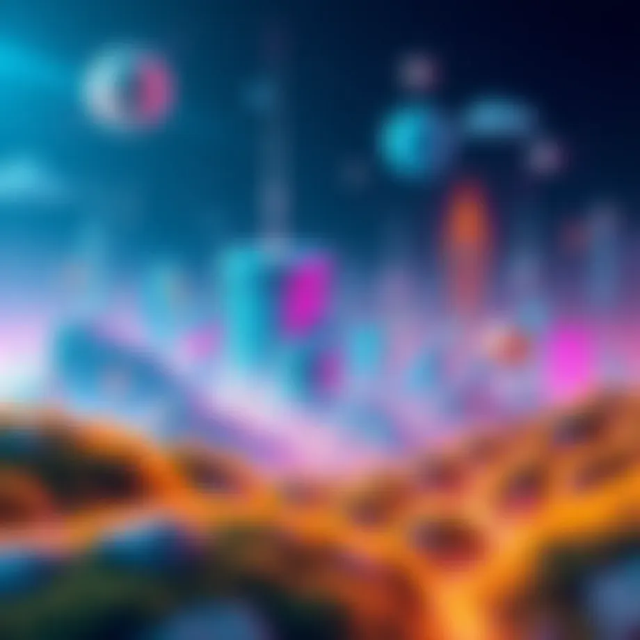 A digital landscape illustrating the blend of gaming and cryptocurrency principles.