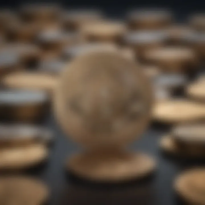 Conceptual graphic illustrating the influence of technology on coin valuation